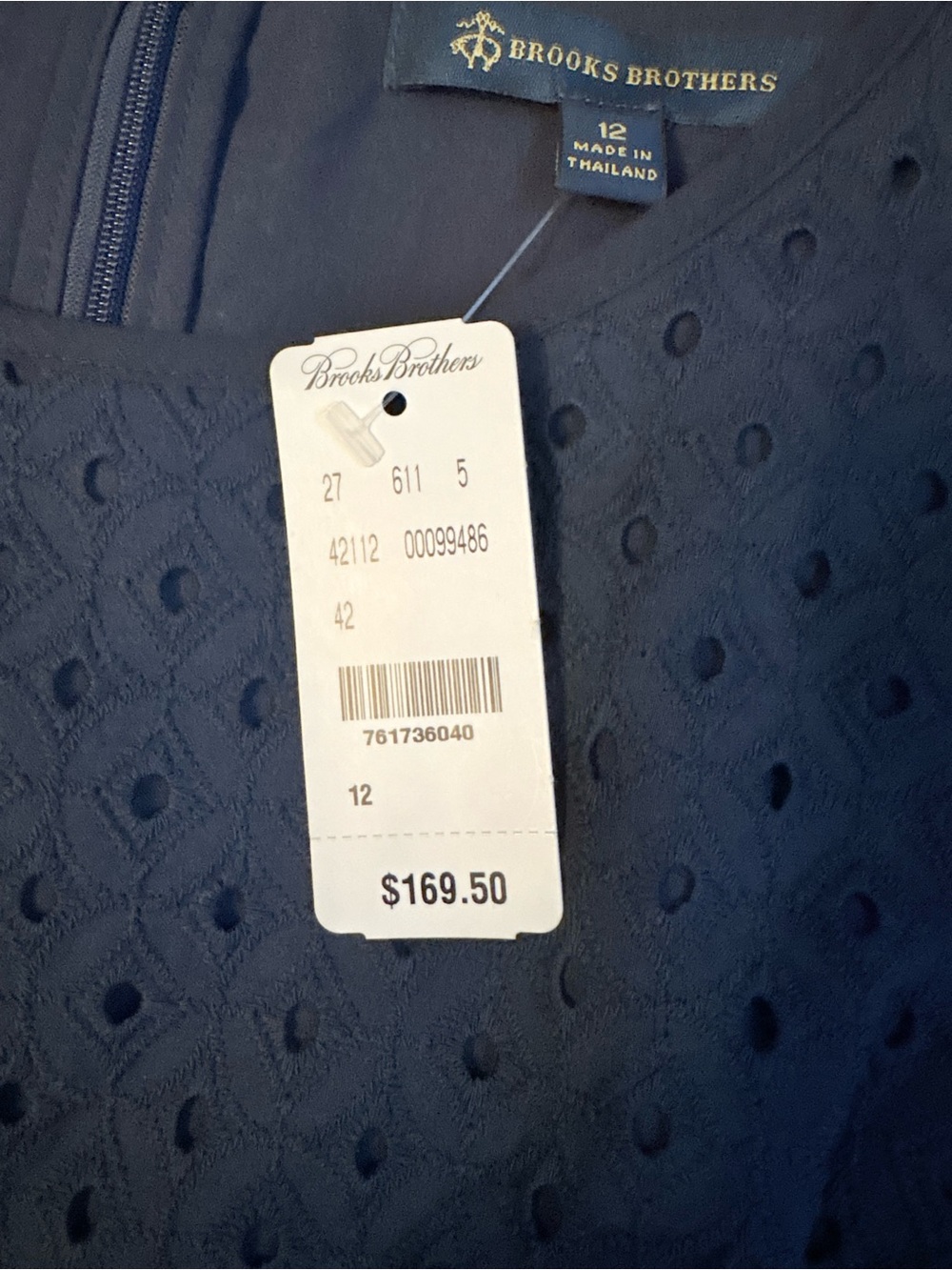 NWT Brooks Brothers Navy Eyelet Dress Size 12 - Preppy Coastal Timeless Style - Picture 6 of 11